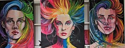 Original artwork of three rainbow sister portraits each sold for as a whole purchase $1,500